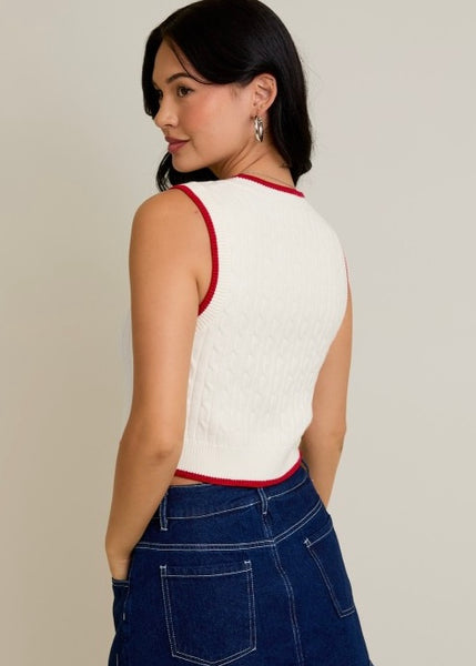 Yes Please Cable Knit Sweater Vest