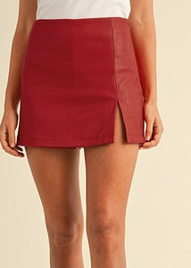 The Way You Move Vegan Faux Leather Red Skort