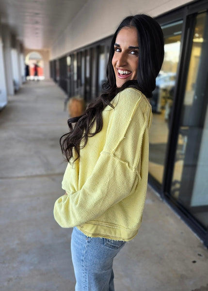Don't Overlap Open Back Oversized Yellow Top