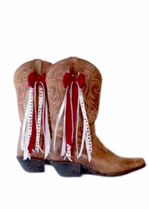 Boot Bows: Burgundy/White