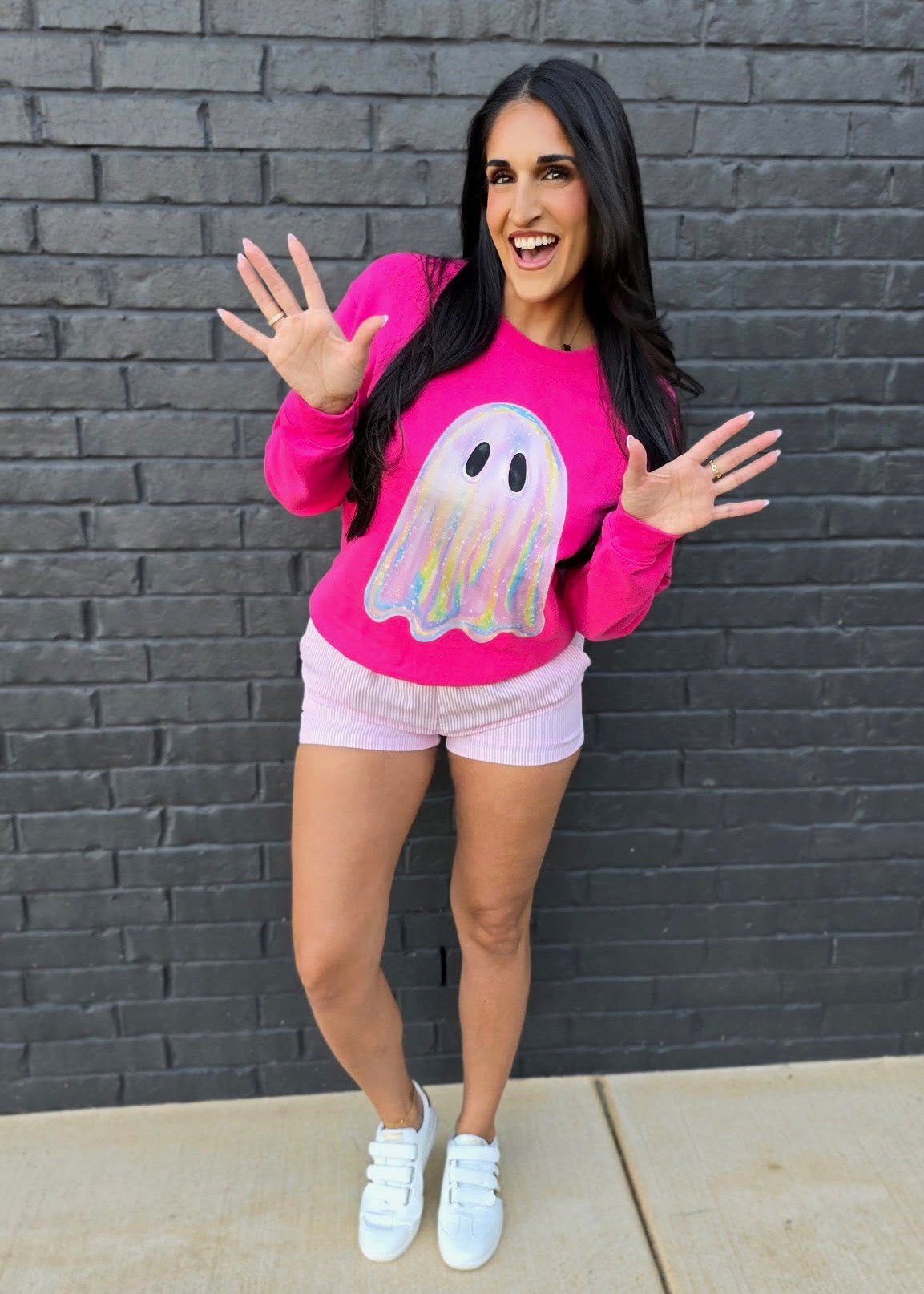 Shimmering Ghost Hot Pink Halloween Sweatshirt