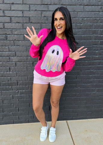 Shimmering Ghost Hot Pink Halloween Sweatshirt