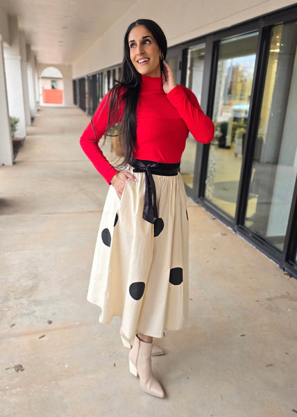 Yes Please Polka Dot Midi Skirt