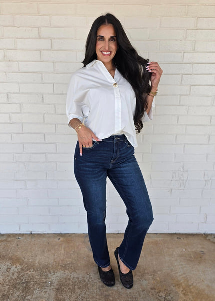 Just A Reaction White V-Neck Top