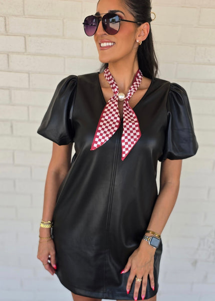 Checkered Gameday Magnetic Scarf Necklace: Crimson/White