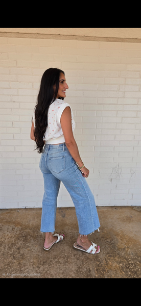Madeline High Rise Cropped Wide Leg Denim