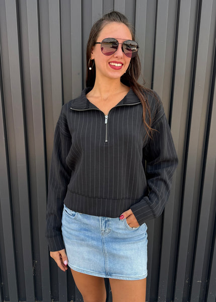 I Don't Blame You Black Half Zip Pullover