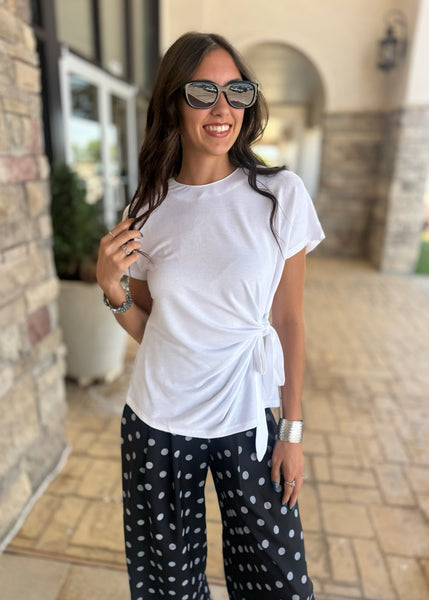 Just So Easy White Side Tie Top