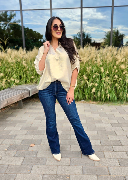 Shining Star Pearl Shimmer Collared Top