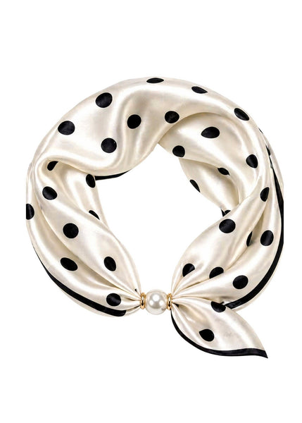 White & Black Polka Dot Scarf Magnetic Necklace