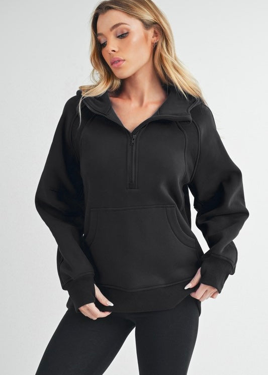 Just A Need Black Half Zip Hoodie