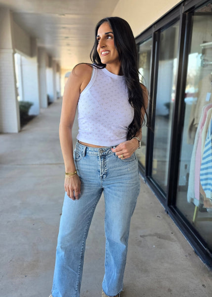 White Ditsy Floral Tank Top