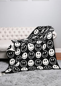 Luxury Soft Black & White Smiley Blanket