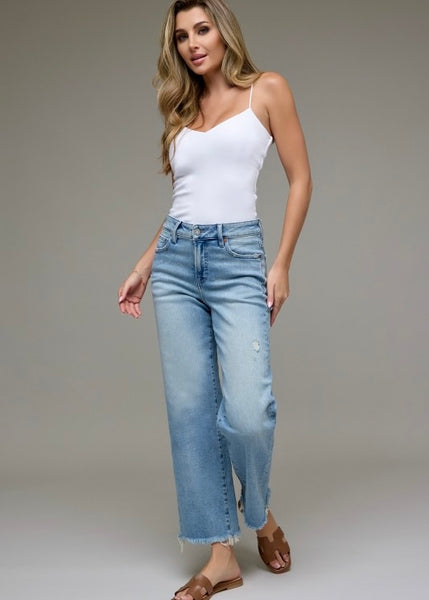 Ally Light Wash Cropped Classic Straight Jean