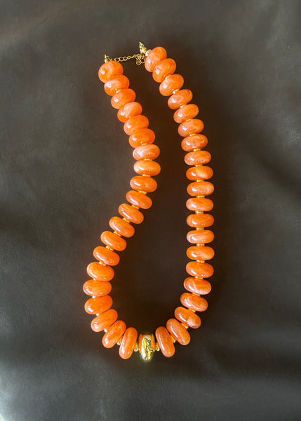 Gold Accent Candy Necklace : Orange