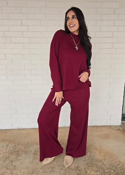 Subtly Sophisticated Burgundy 2 Pc Sweater Set
