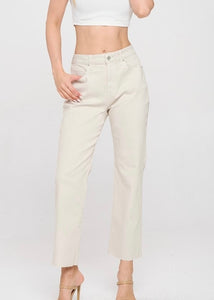 Heather High Rise Straight Cream Denim