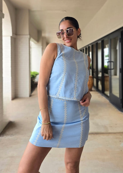 Beach Retreat Blue 2 Pc Top & Skirt Set