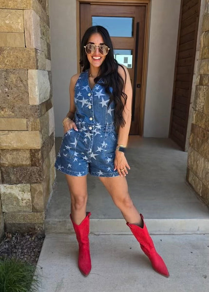 Seeing Stars Denim Romper