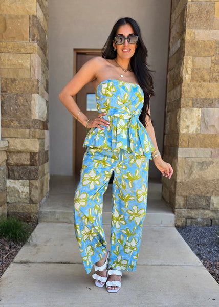 Vacation Life Strapless Top & Pant Set