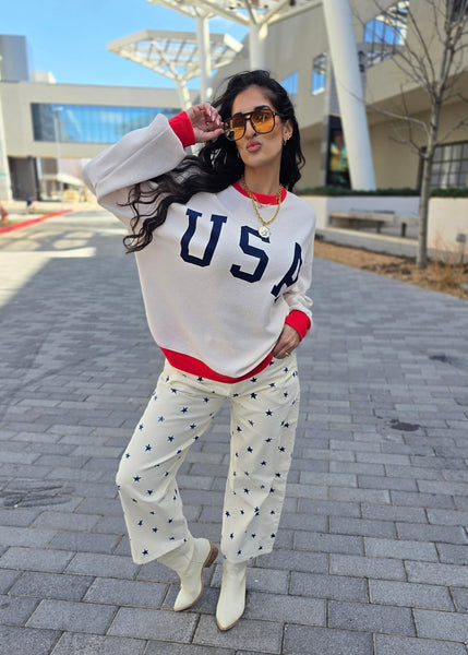 USA Cloudy Knit Long Sleeve Top