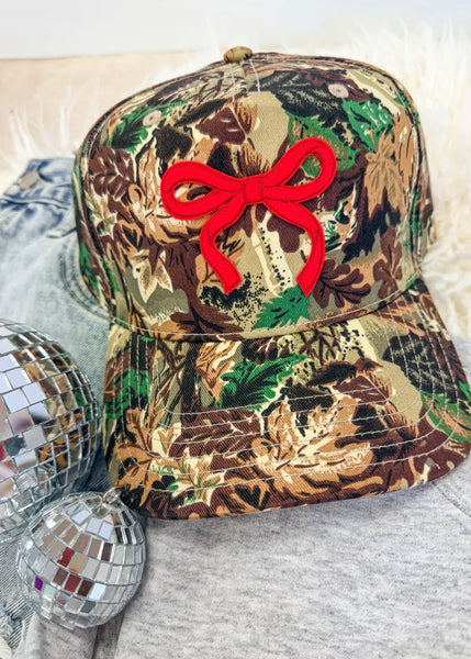 Camo Hat With Red Bow