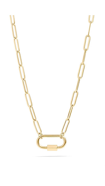 Gold Paperclip Carabiner Necklace