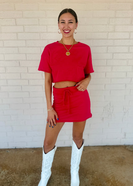 Never Been Happier Red Cropped Top & Skort Set