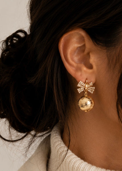 Christmas Ribbon Ball Drop Earrings