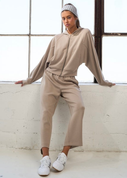 Yes Please Stone Beige Scuba Zip Up