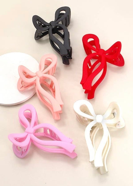 MATTE BOW HAIR CLAW CLIPS | Spring Pink