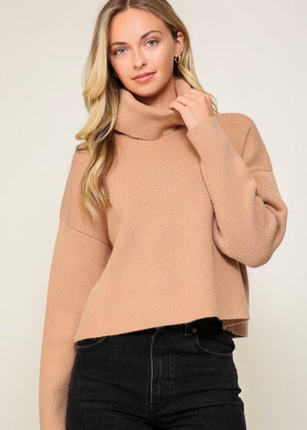Cozy Up Camel Turtleneck Sweater