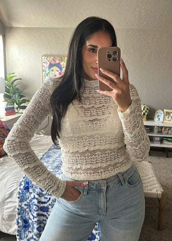Another Like Mine Cream Lace Top