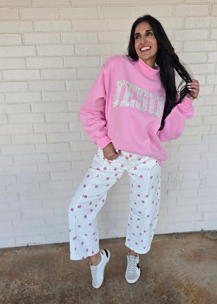 Life Is Good Pink Polka Dot Barrel Jeans