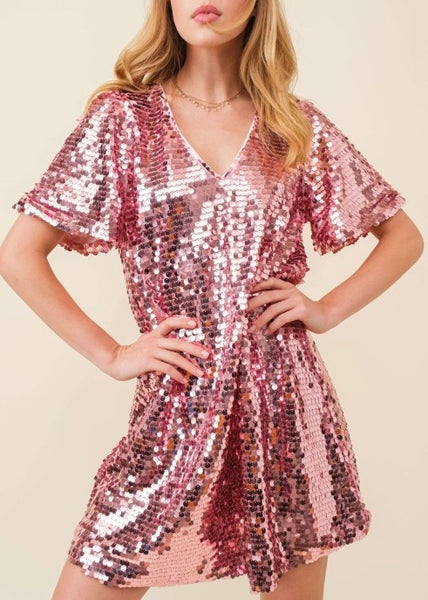 A Night Out Pink Sequin Dress