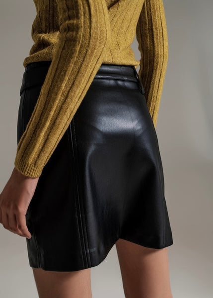 All In All Black Faux Leather Mini Skirt