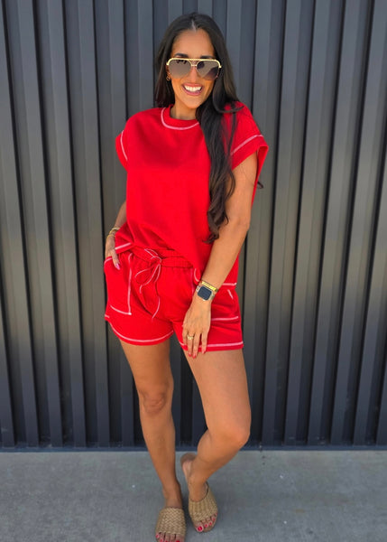 Cheering Section Red 2Pc Short & Top Set