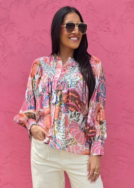 Faithfully Fun Long Sleeve Floral Top