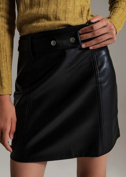 All In All Black Faux Leather Mini Skirt