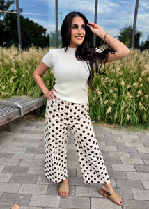 Perfect In Polka Dots Wide Leg Pants - Brown