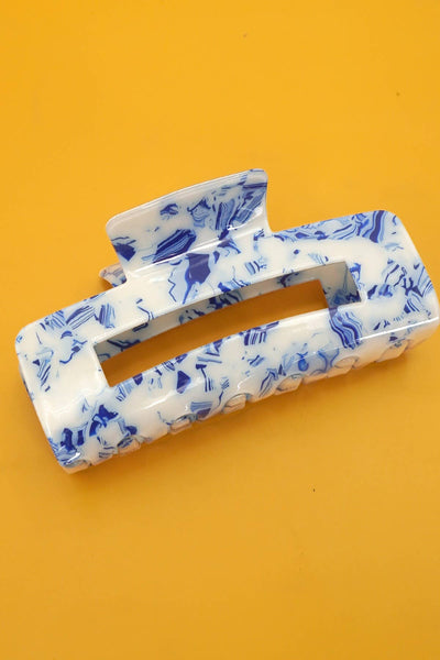 VINTAGE TOILE PATTERN PORCELAIN HAIR CLAW CLIPS | 40H915: RECTANGLE