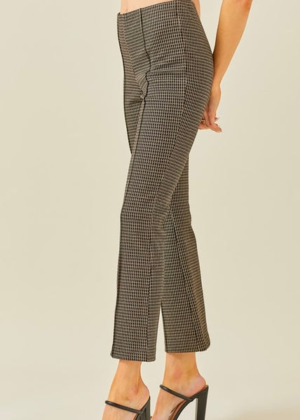 Fit and Flare Black Checkered Knit Pants