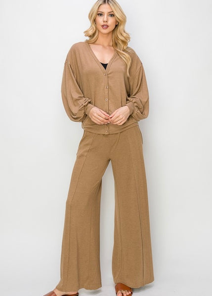 Lounge Love Mocha Ultra Soft Wide Leg Pant