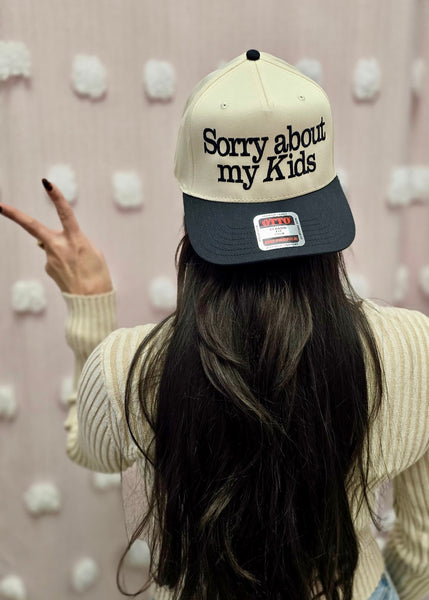 "Sorry About My Kids" Canvas Trucker Hat
