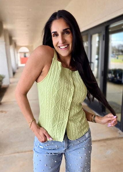 Good Vibes Mint Button Up Tank