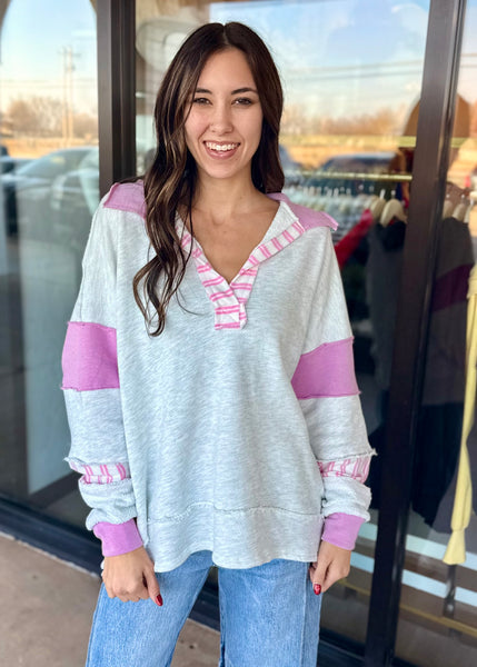 Friendly Fun Color Block French Terry Pullover