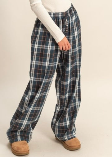 Wake Me Up Navy Plaid Pants