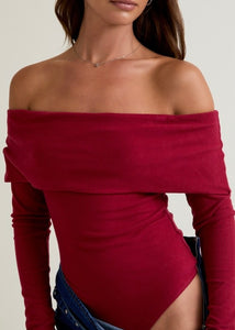 So In Love With You Crimson Off The Shoulder Bodysuit