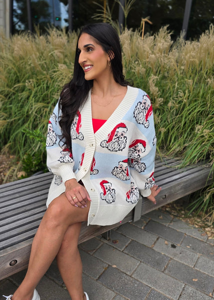 It's Time For Santa Face Oversized Cardigan