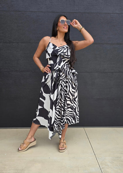 Island Dreams Black & White Maxi Dress